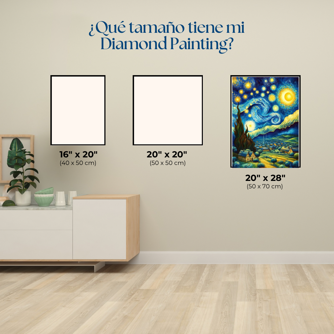 Noche estrellada. Kit Diamond Painting PREMIUM 51x70 cm