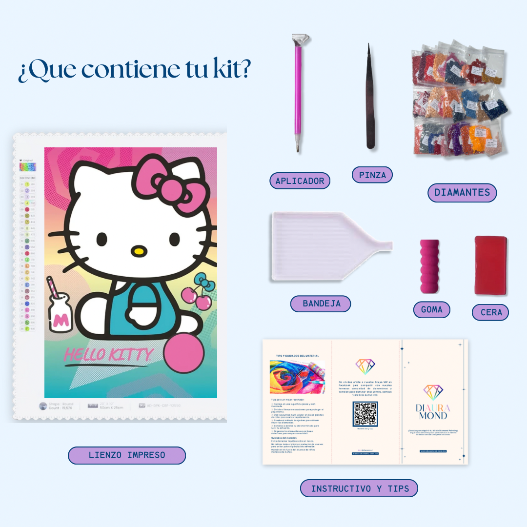 Hello kitty. Kit Diamond Painting. 30x40 cm.