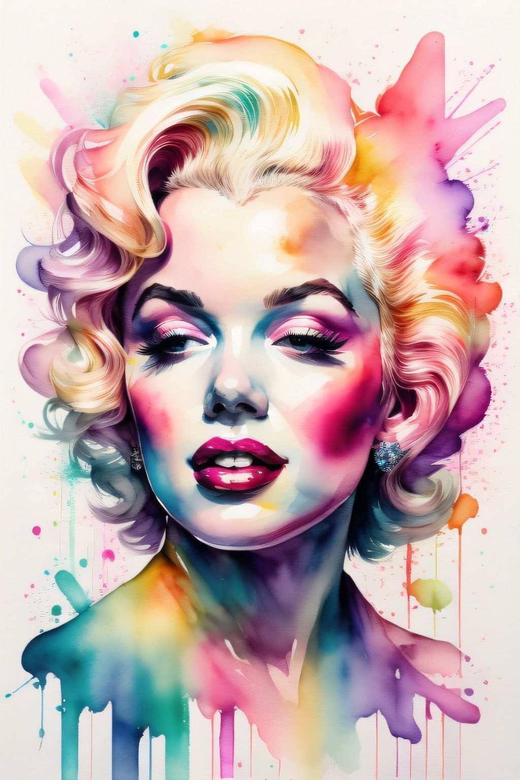 Marilyn Monroe acuarela. Kit Diamond painting 40x50 cm.