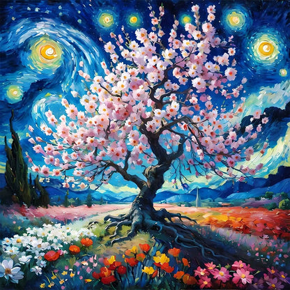 Cherry blossom. Kit Diamond painting. 40x40 cm.