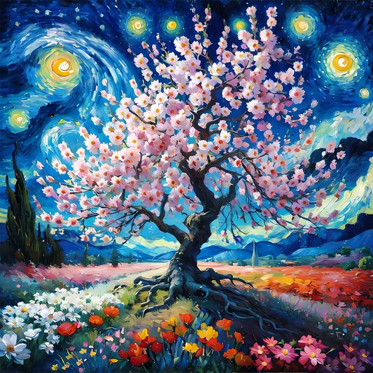 Cherry blossom. Kit Diamond painting. 40x40 cm.