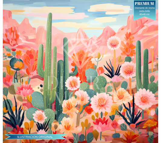Blooming Desert. Kit Diamond Painting PREMIUM. 55x60 cm.