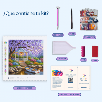 Susurros de Jacaranda. Kit Diamond Painting 40x40 cm.