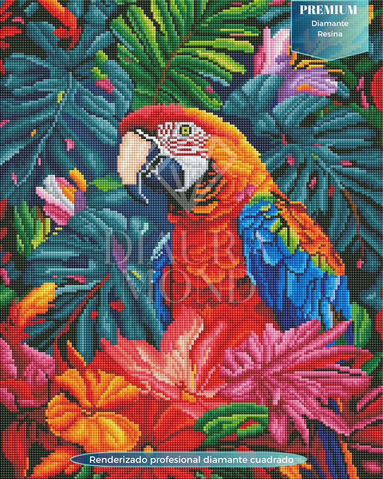 Guacamayo. Kit Diamond Painting PREMIUM 40x50 cm.