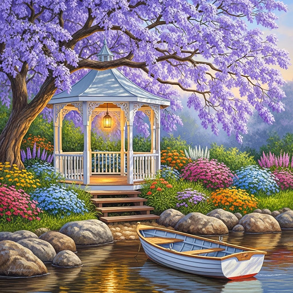 Susurros de Jacaranda. Kit Diamond Painting 40x40 cm.