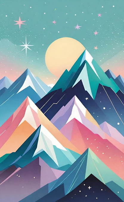 Montañas nevadas. Kit Diamond Painting 30x40 cm.