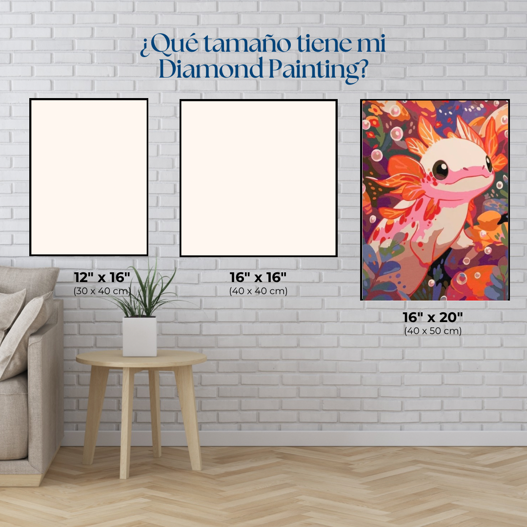 Romantic Axolote. Kit Diamond painting 40x50 cm.