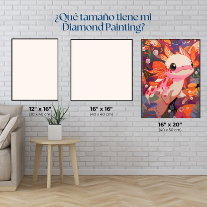 Romantic Axolote. Kit Diamond painting 40x50 cm.