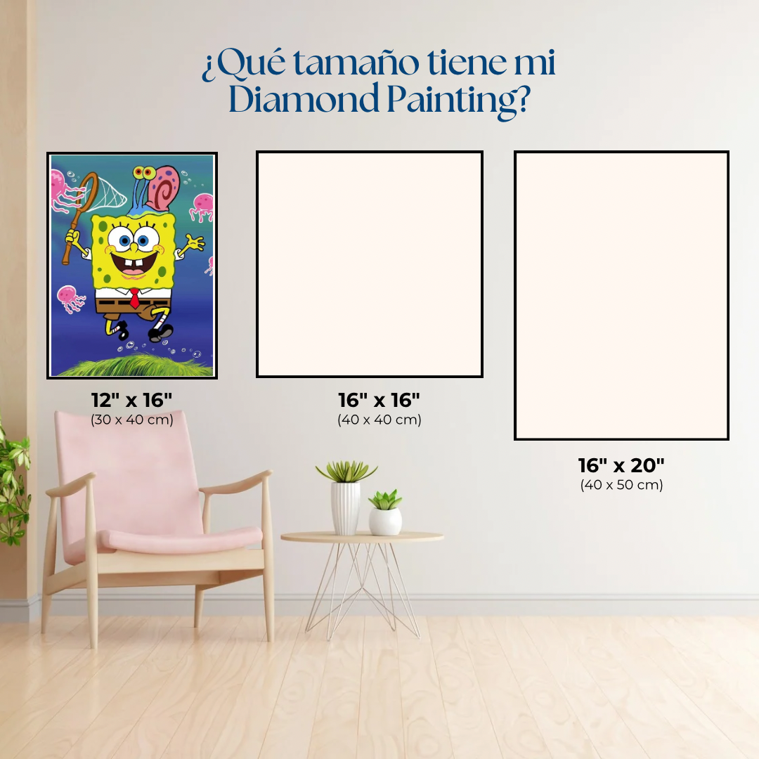 Bob esponja. Kit Diamond Painting. 30x40 cm.