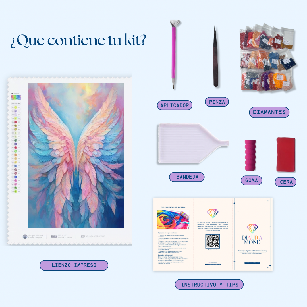 Vuela alto. Kit Diamond painting 40x60 cm.