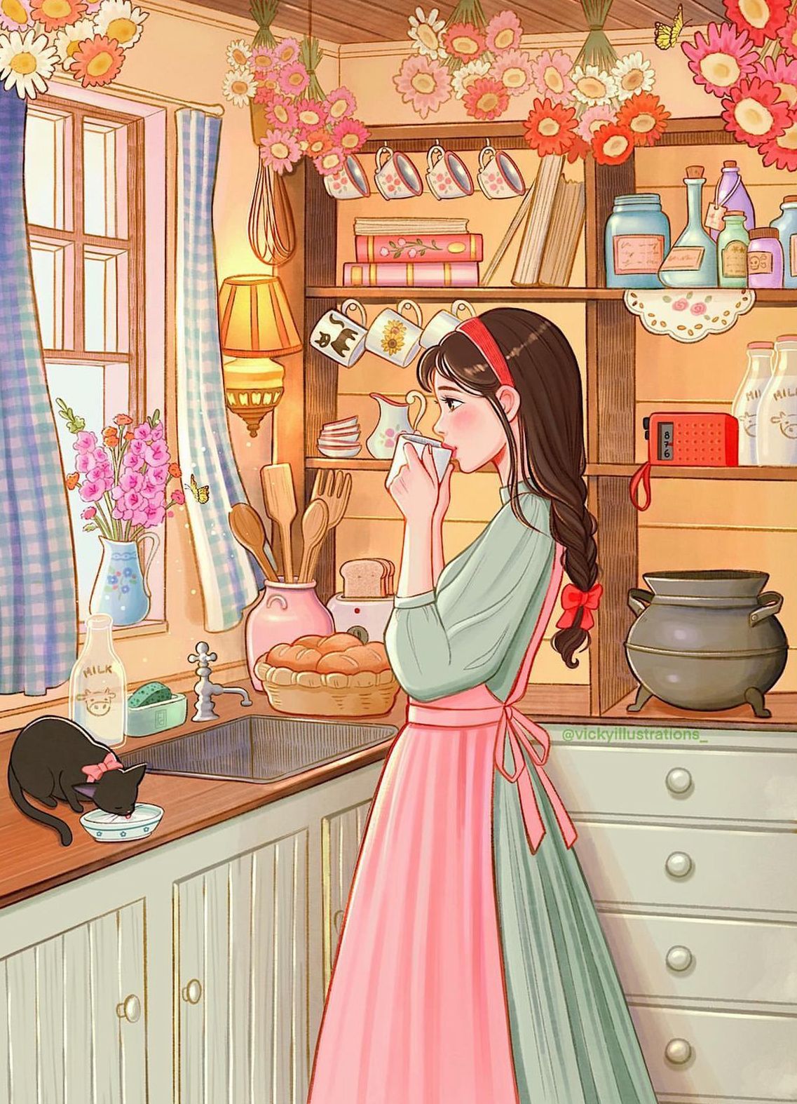 Morning tea. Kit Diamond painting 40x60 cm.