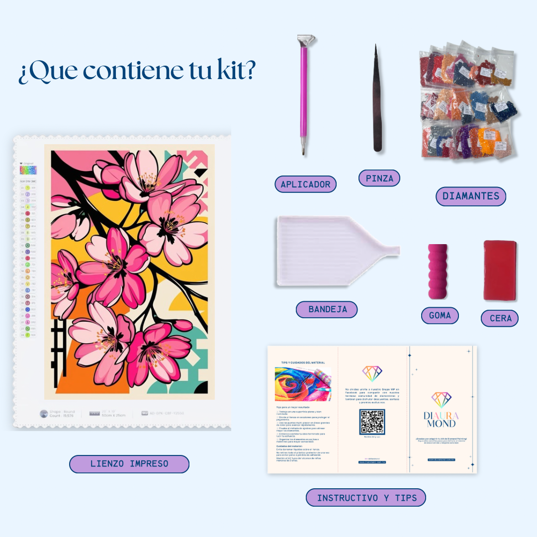 Flor Deco. Kit Diamond painting 40x60 cm.