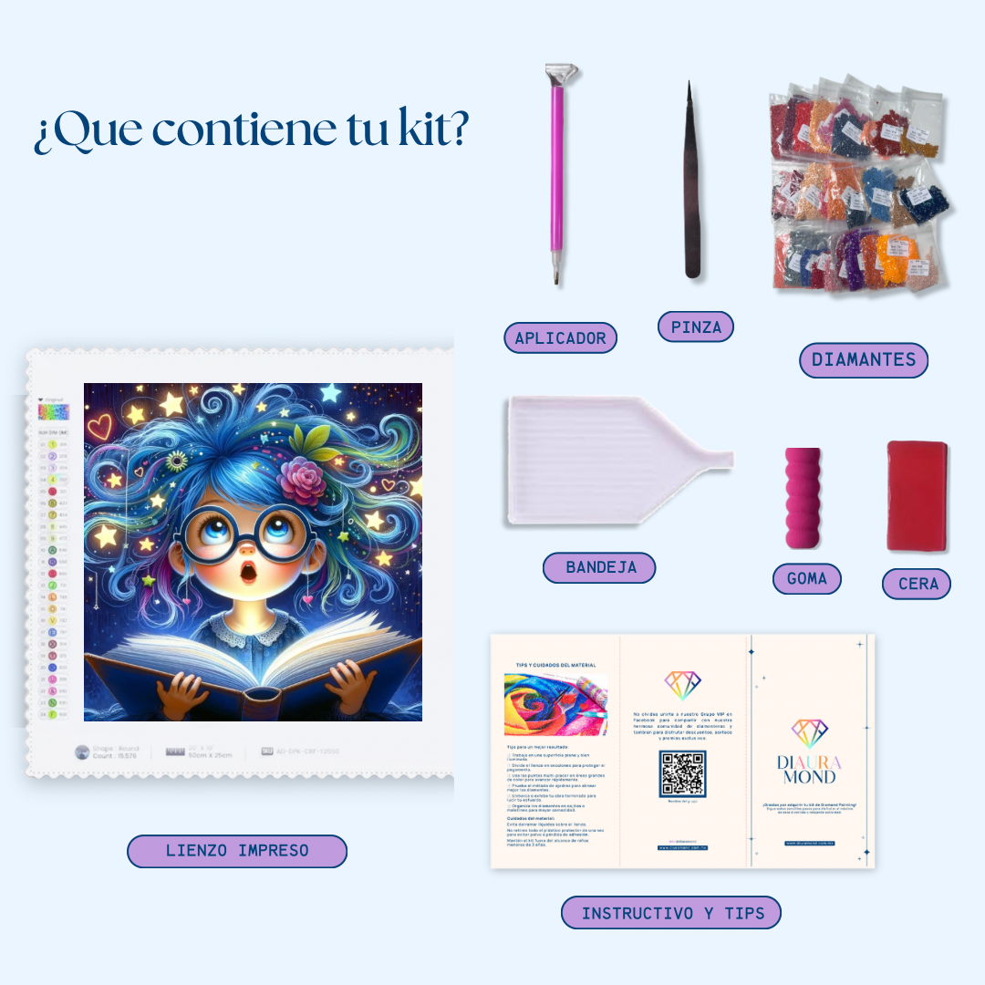 Lectura fantástica. Kit Diamond Panting 40x40 cm.