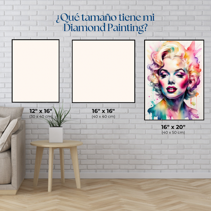 Marilyn Monroe acuarela. Kit Diamond painting 40x50 cm.