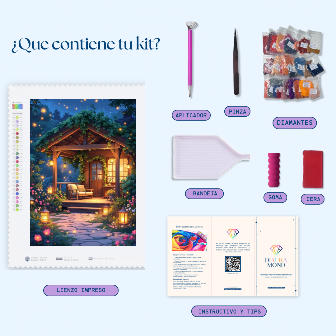 Cabaña Mágica. Kit Diamond painting 40x60 cm.