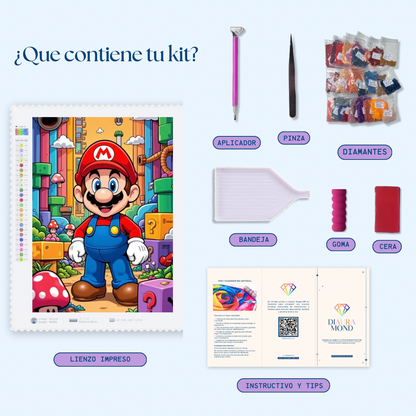 Mario Bross. Kit Diamond Painting. 30x40 cm.