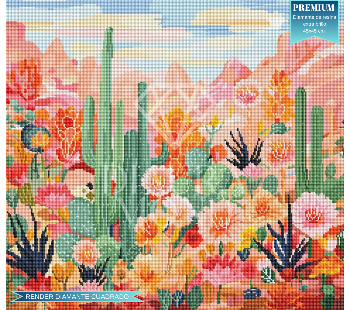 Blooming Desert. Kit Diamond Painting PREMIUM. 55x60 cm.