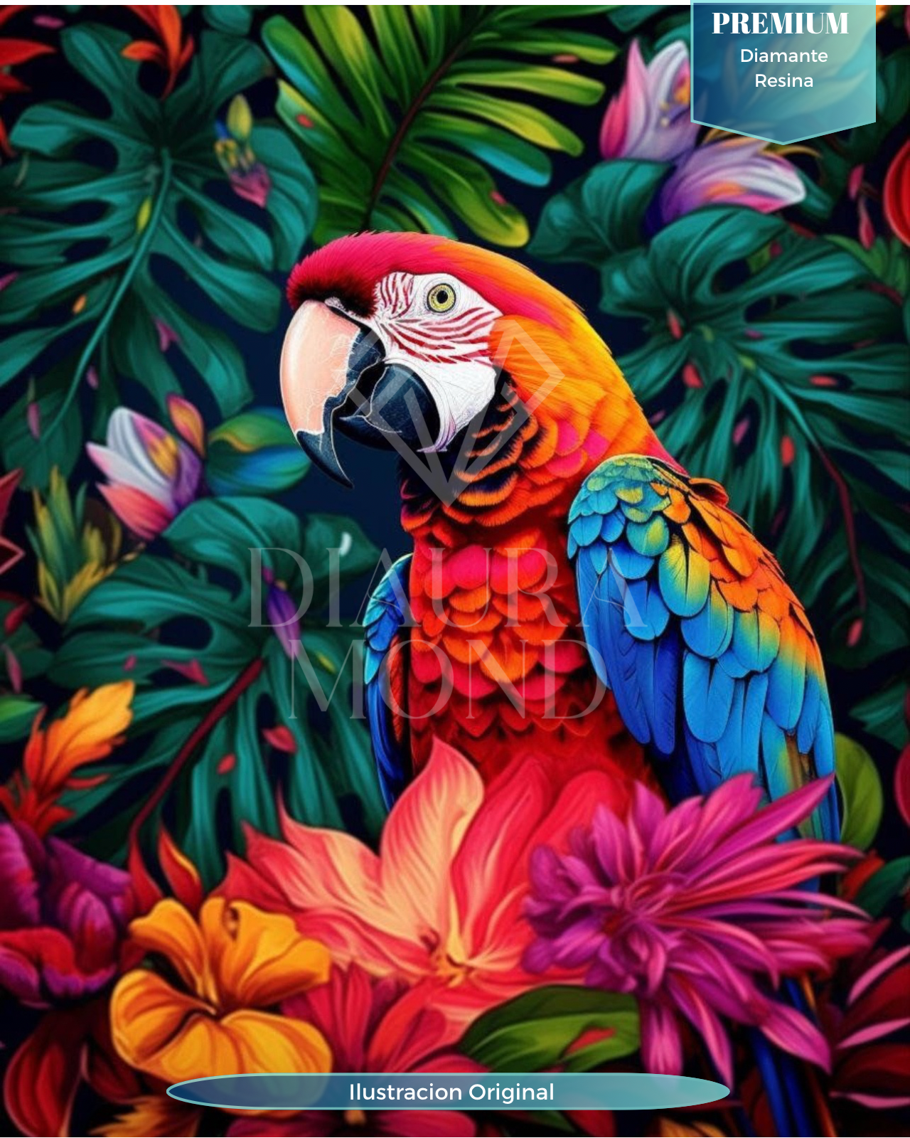 Guacamayo. Kit Diamond Painting PREMIUM 40x50 cm.