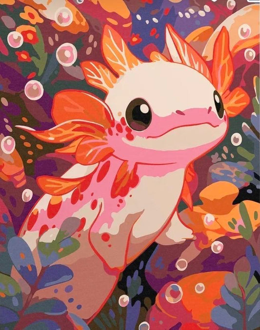 Romantic Axolote. Kit Diamond painting 40x50 cm.